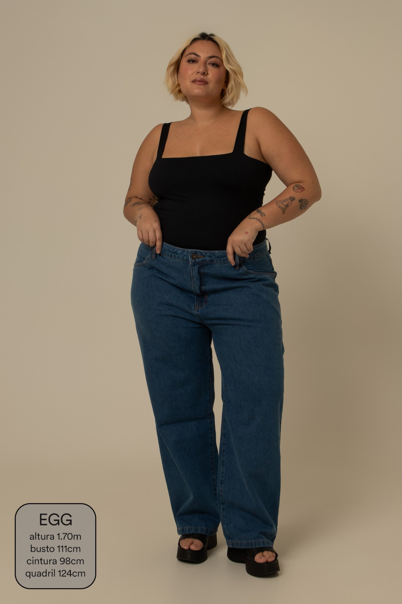 calça jeans ajustável mom denim blue