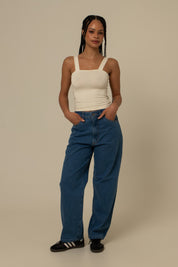 calça jeans ajustável mom denim blue 1.0