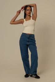 calça jeans ajustável mom denim blue 1.0