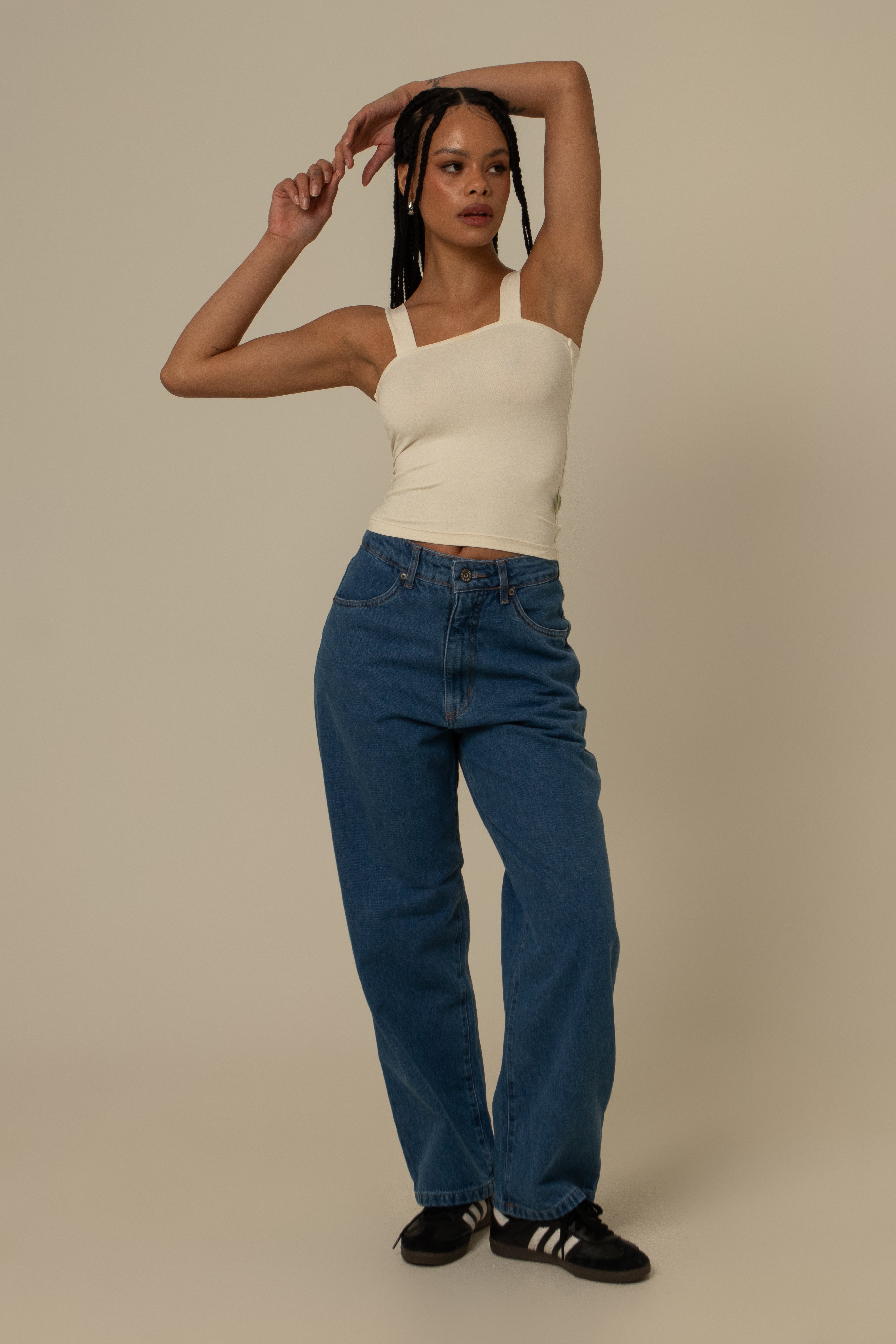calça jeans ajustável mom denim blue 1.0