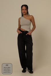 calça jeans ajustável mom midnight black