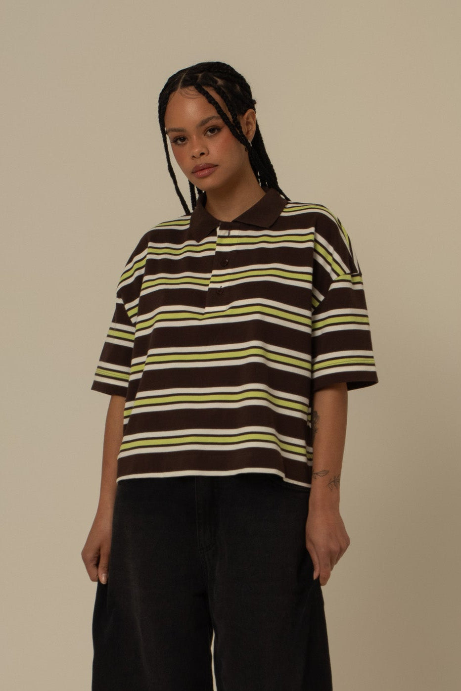 トップス 226 BAPE Star Print Polo Black Brown L Camiseta BAPE Big Ape Head Black - Droper