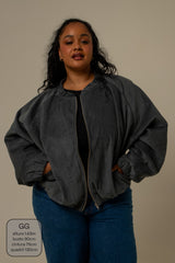 jaqueta bomber canelada oversized