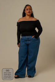 calça jeans ajustável baggy denim blue