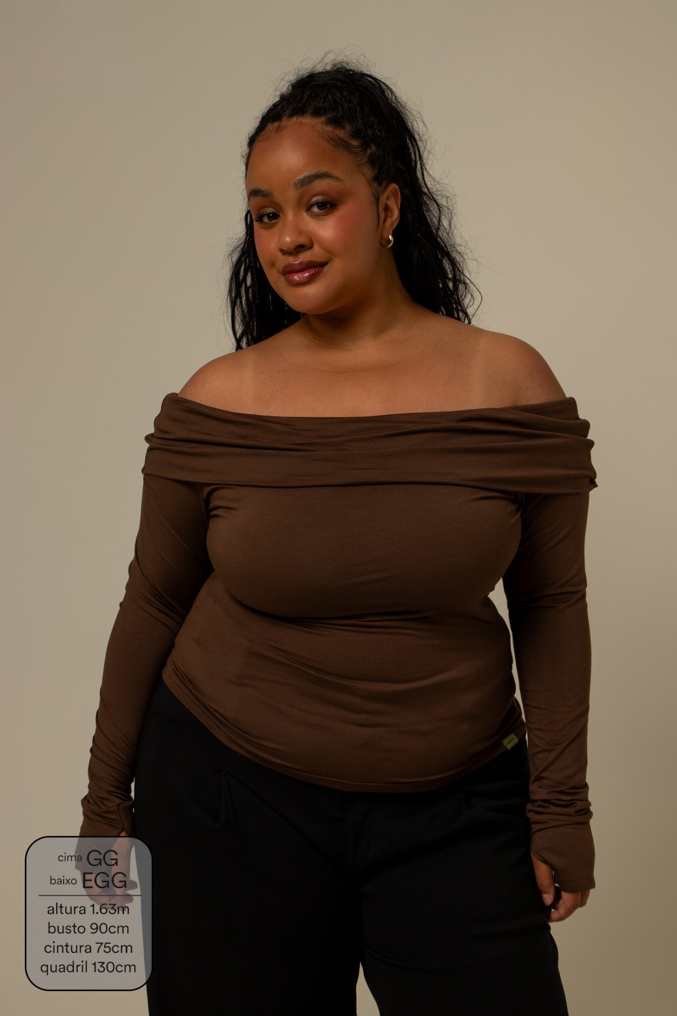 blusa manga longa ombro a ombro