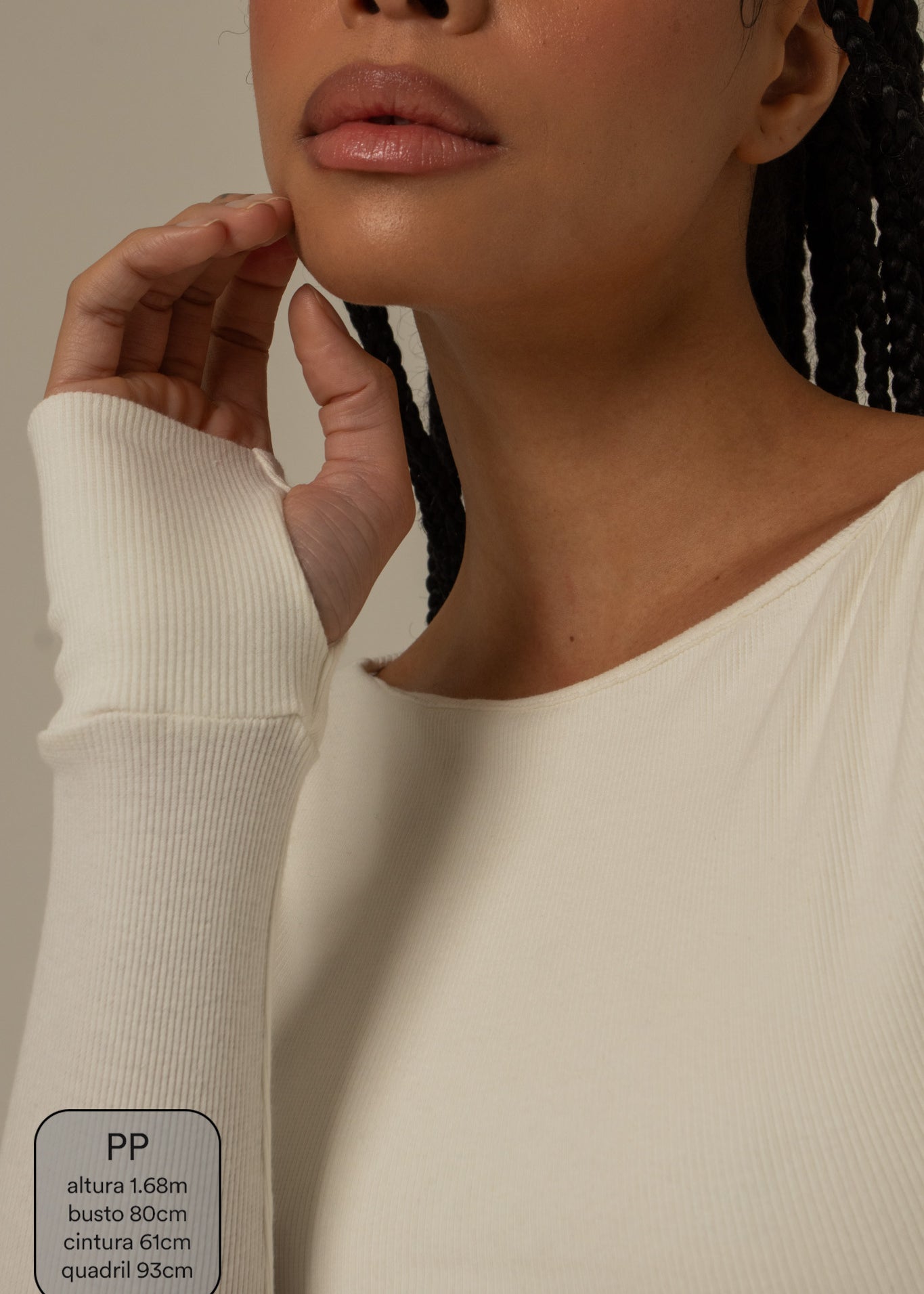 blusa manga longa cozy canelada com top embutido