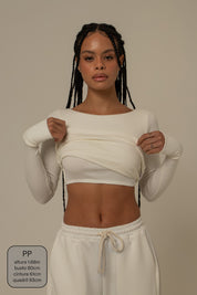 blusa manga longa cozy canelada com top embutido