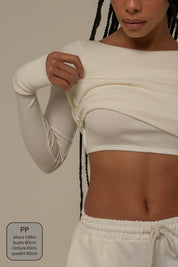 blusa manga longa cozy canelada com top embutido