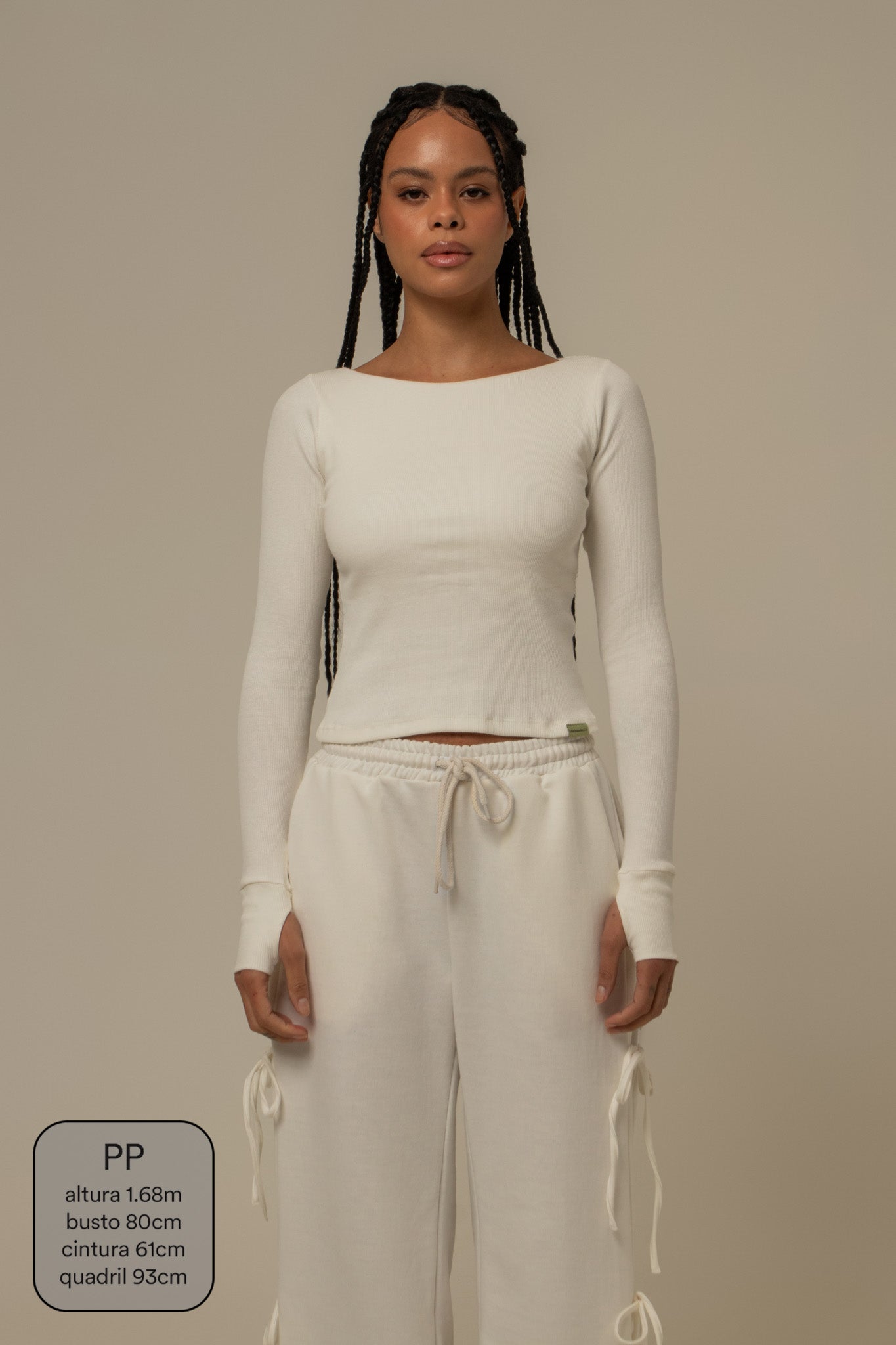 blusa manga longa cozy canelada com top embutido