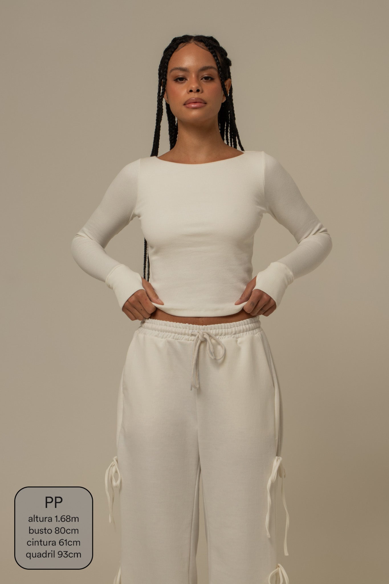 blusa manga longa cozy canelada com top embutido