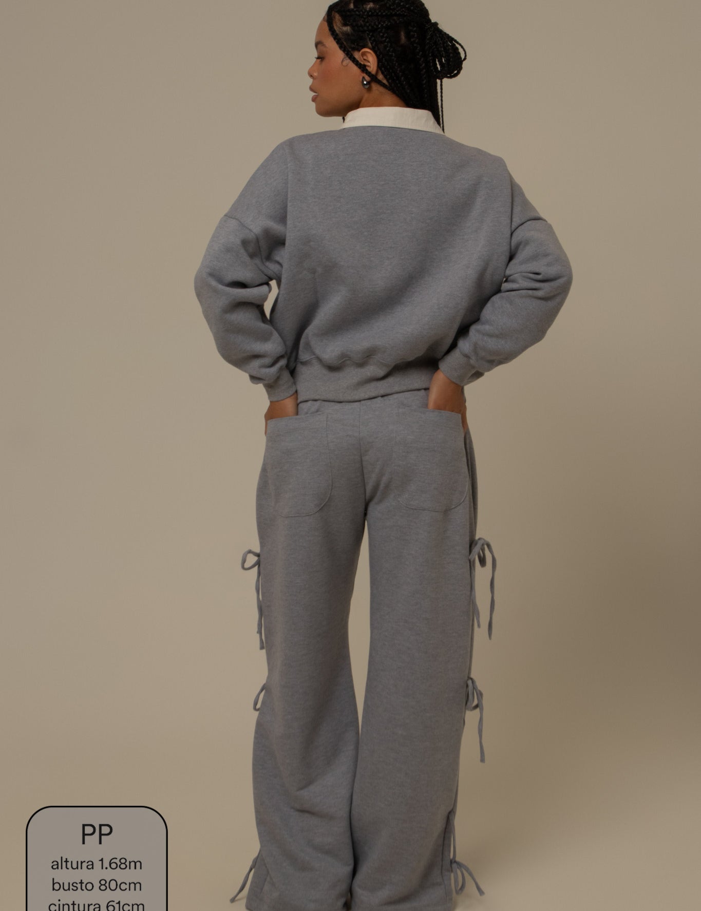 calça de moletom cozy wide lacinho