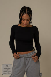 blusa manga longa cozy canelada com top embutido