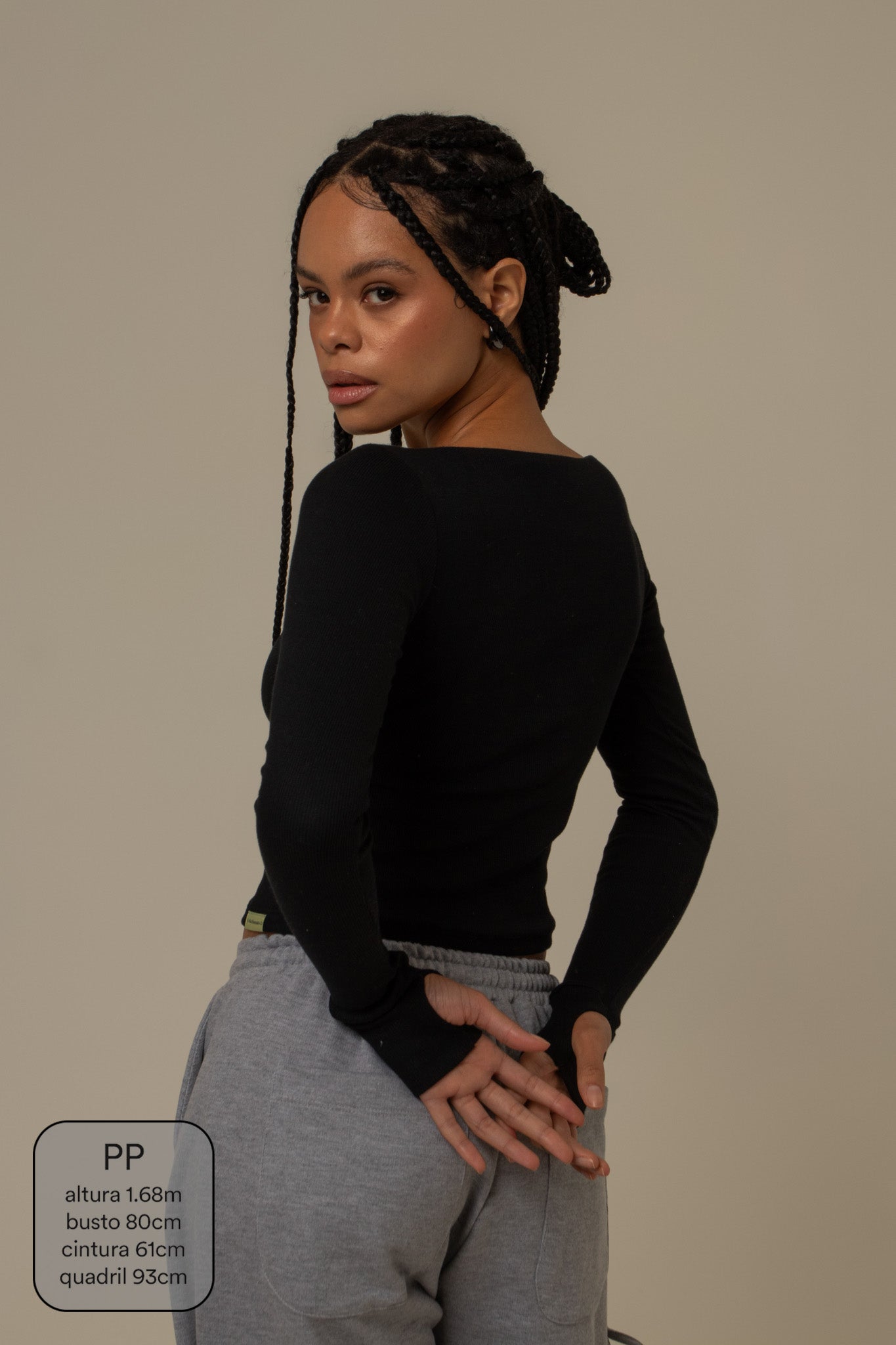 blusa manga longa cozy canelada com top embutido