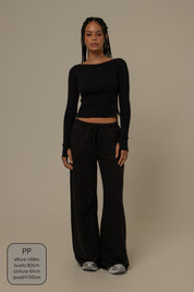 blusa manga longa cozy canelada com top embutido