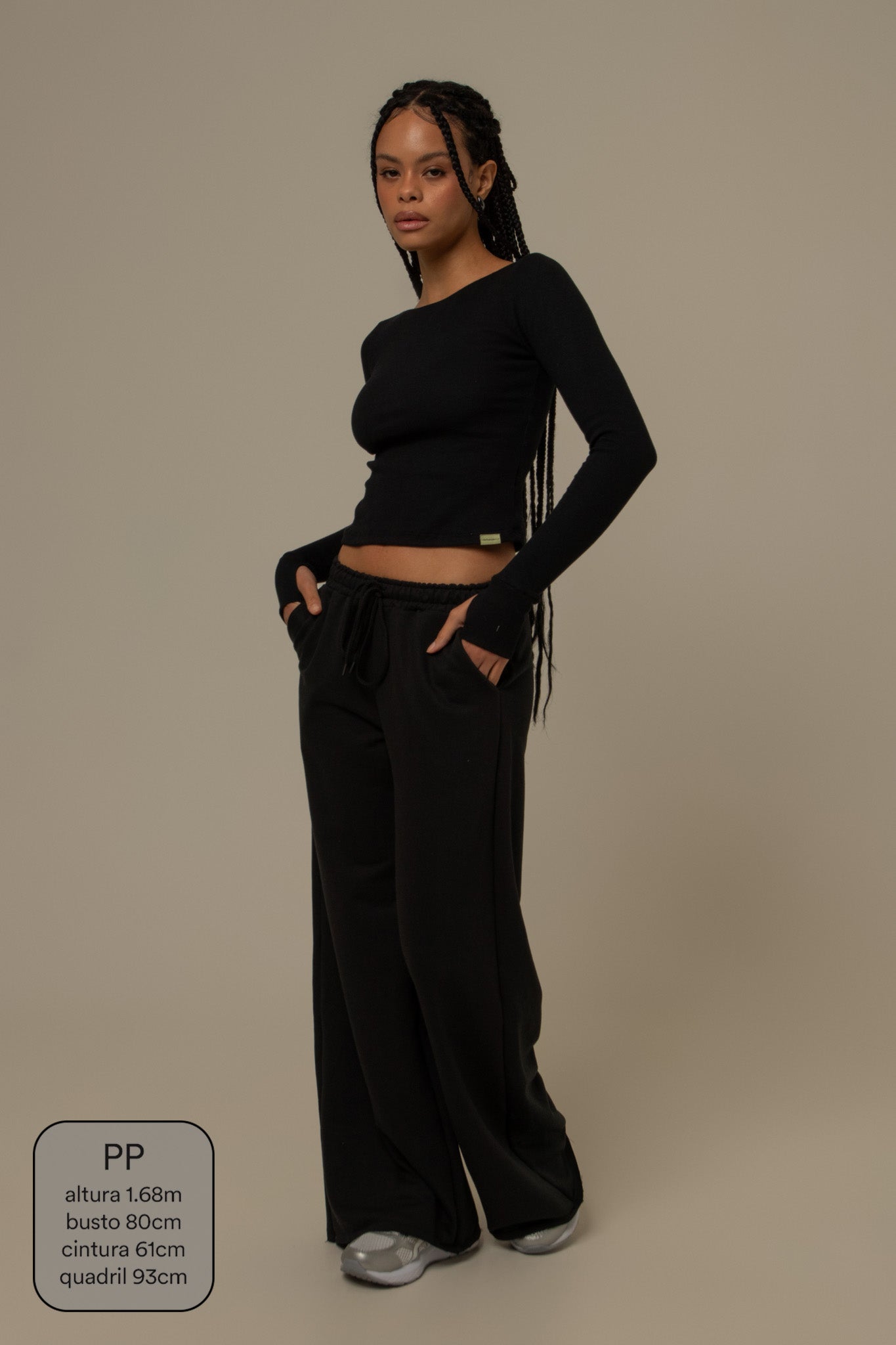 blusa manga longa cozy canelada com top embutido