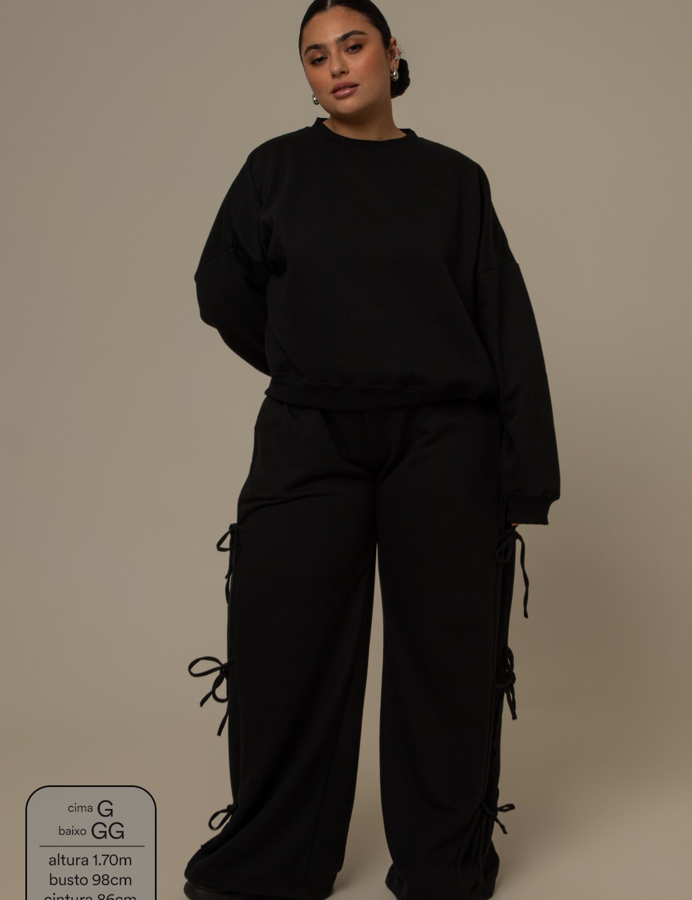 calça de moletom cozy wide lacinho
