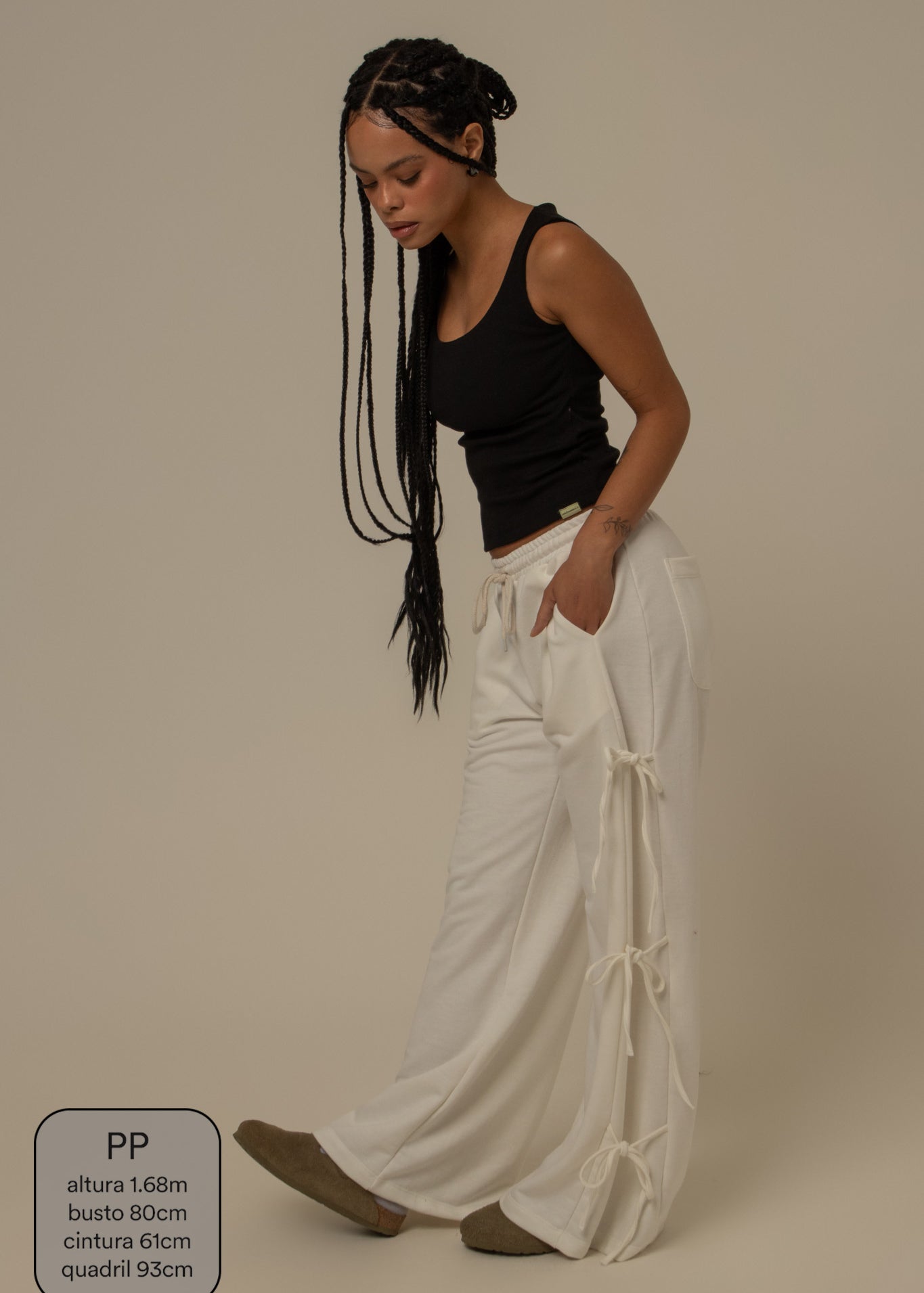 calça de moletom cozy wide lacinho