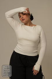 blusa manga longa cozy canelada com top embutido