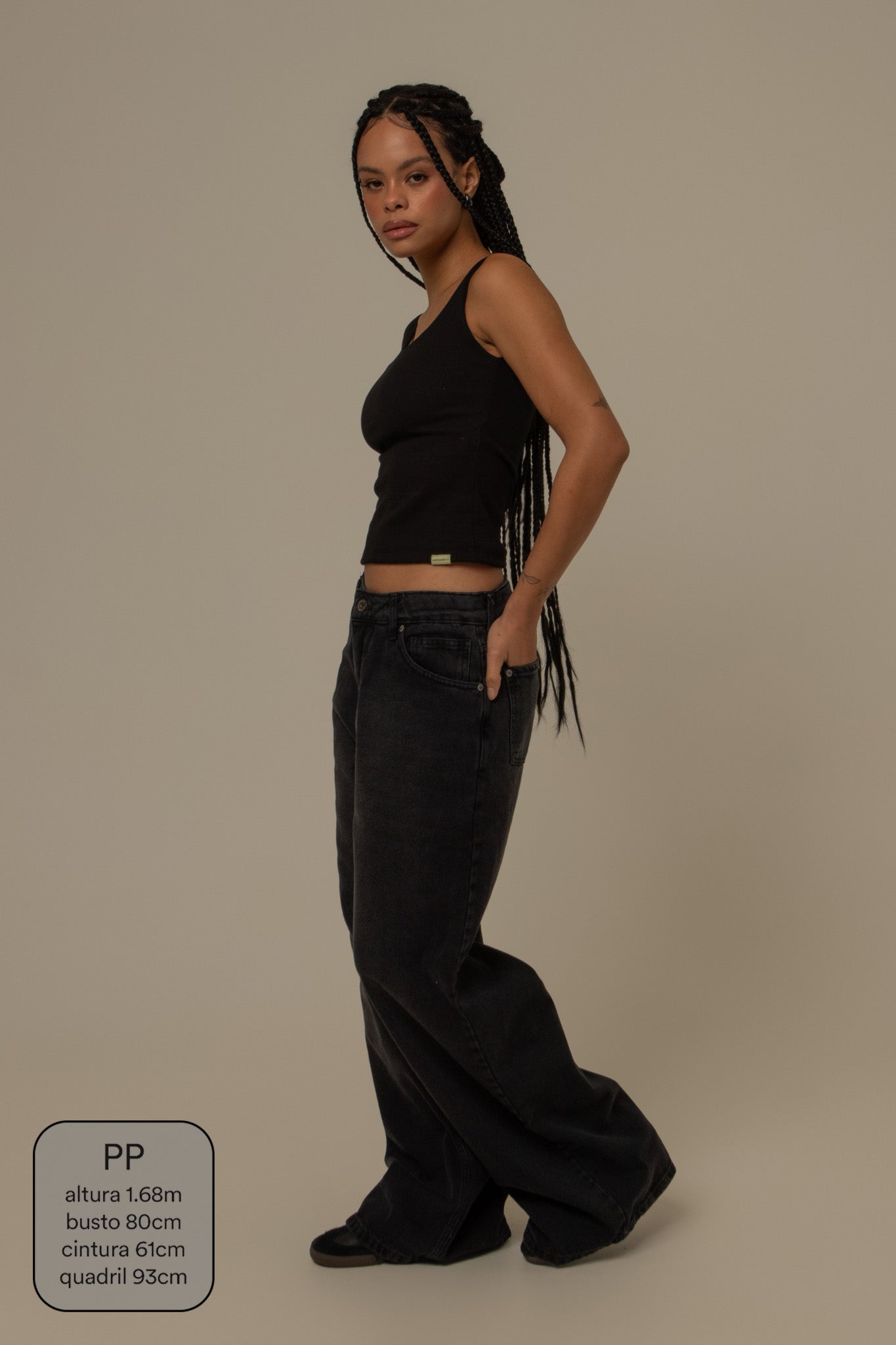calça jeans ajustável midnight black