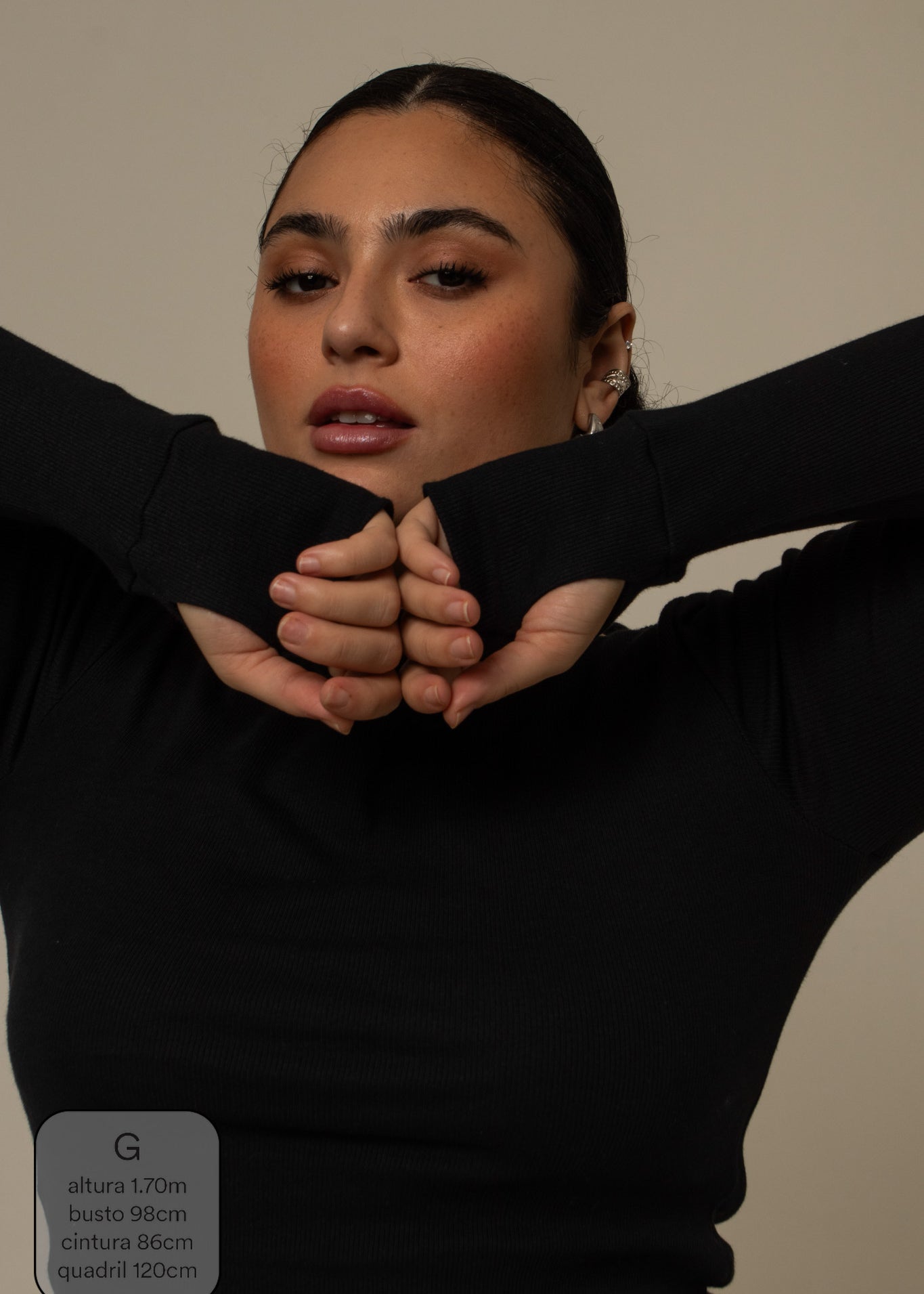 blusa manga longa cozy canelada com top embutido