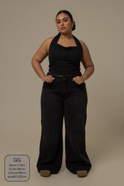 calça jeans ajustável midnight black