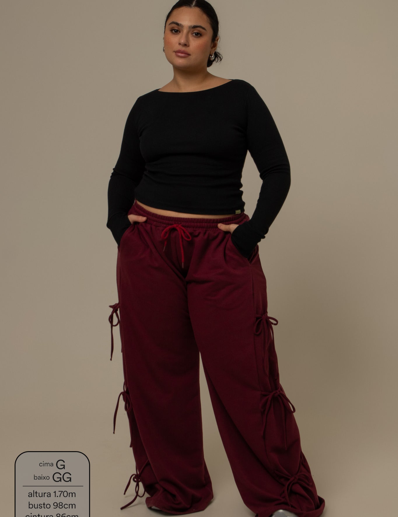 calça de moletom cozy wide lacinho