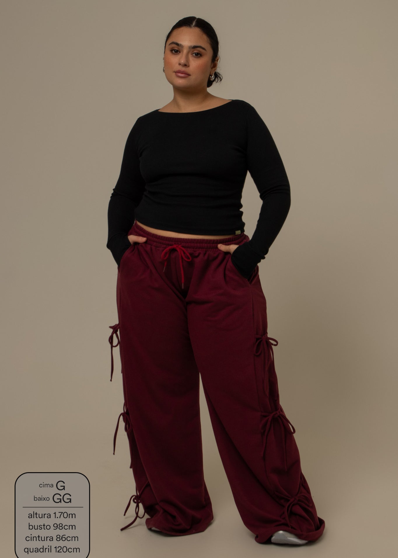 calça de moletom cozy wide lacinho