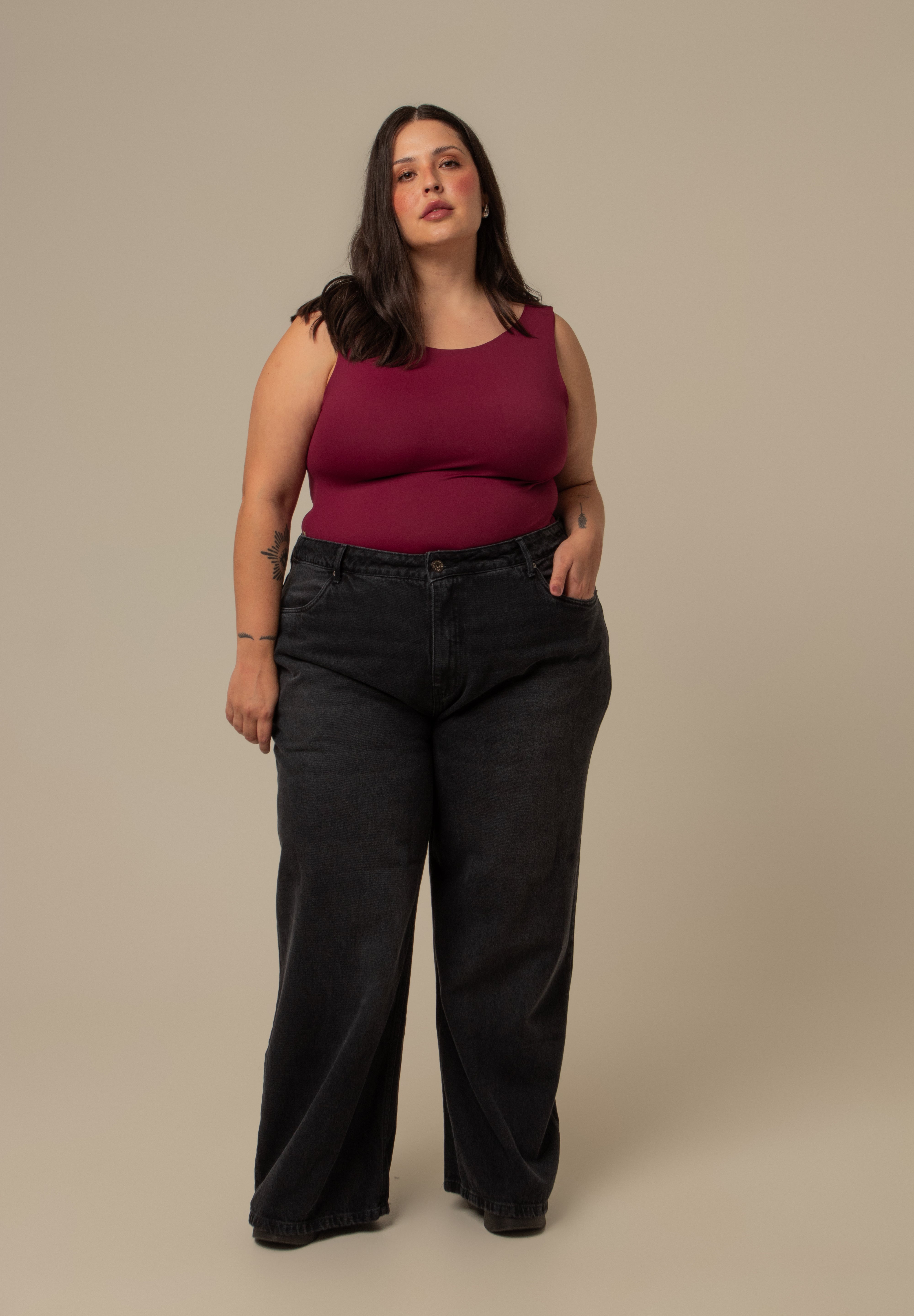 calça jeans ajustável midnight black