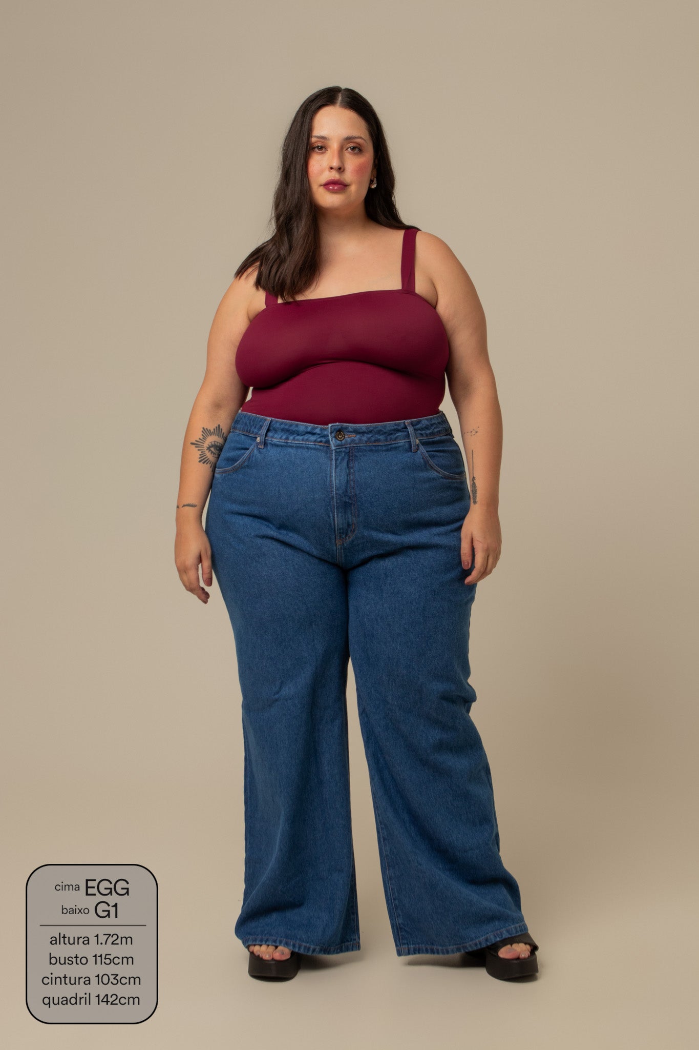 calça jeans ajustável wide denim blue