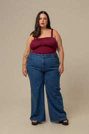 calça jeans ajustável baggy denim blue