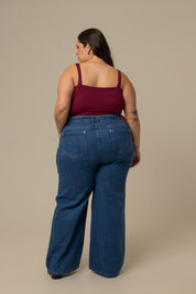 calça jeans ajustável baggy denim blue