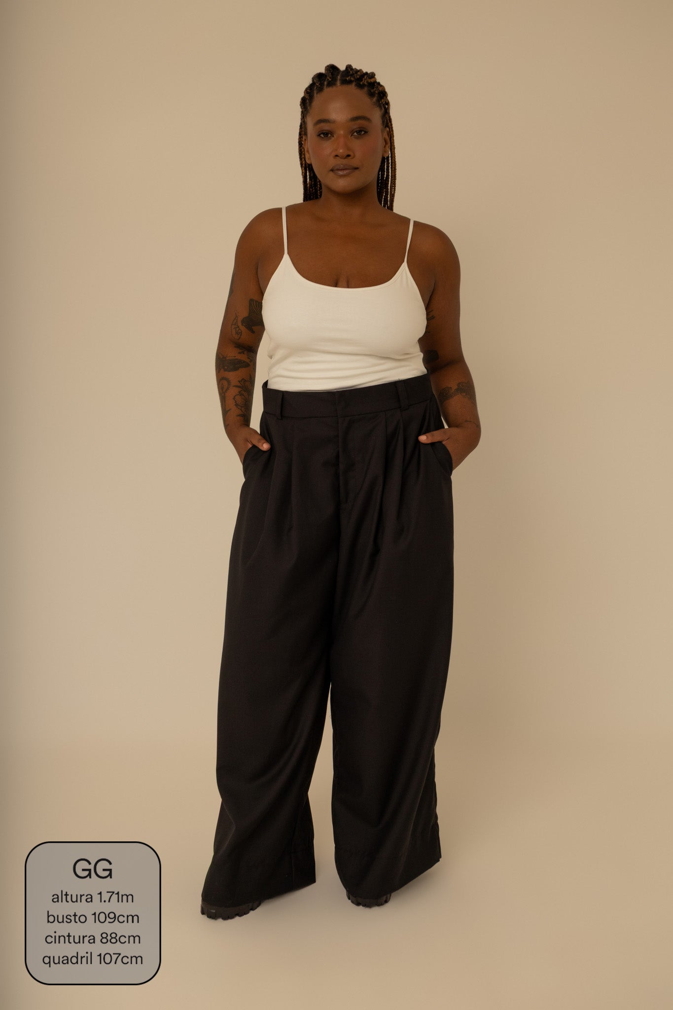 calça alfaiataria ajustável chefa