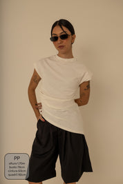 blusa assimétrica manguinha chefa