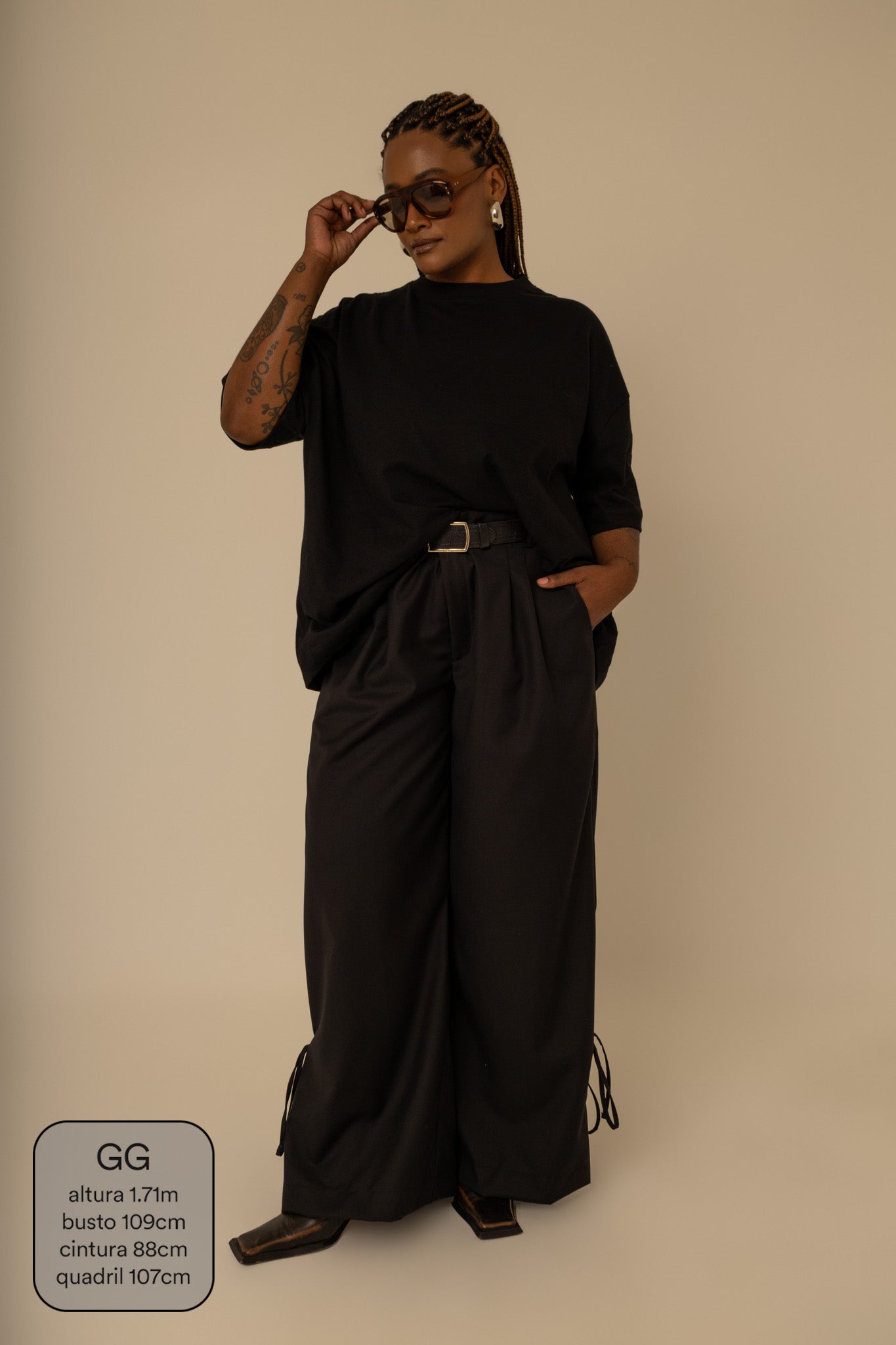 calça laço | calça alfaiataria com amarração na barra