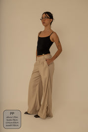 calça laço | calça alfaiataria com amarração na barra