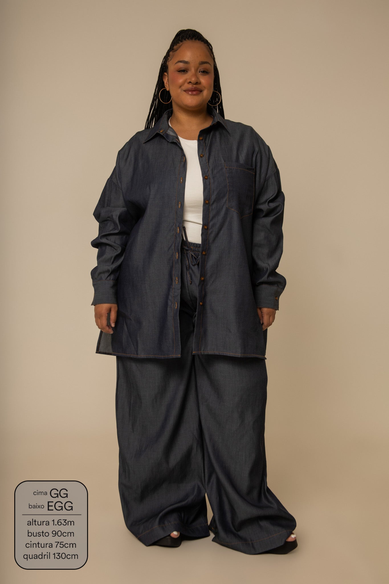 camisa jeans levinha oversized