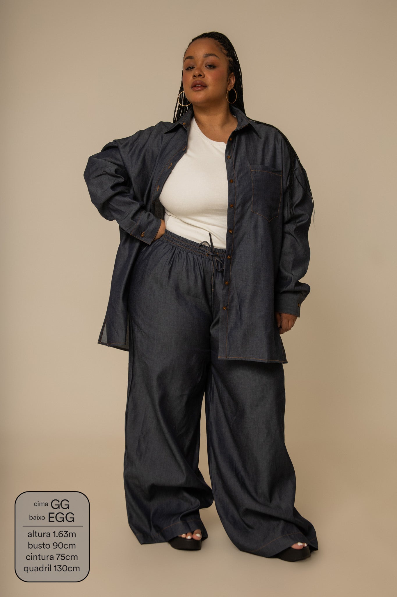 camisa jeans levinha oversized