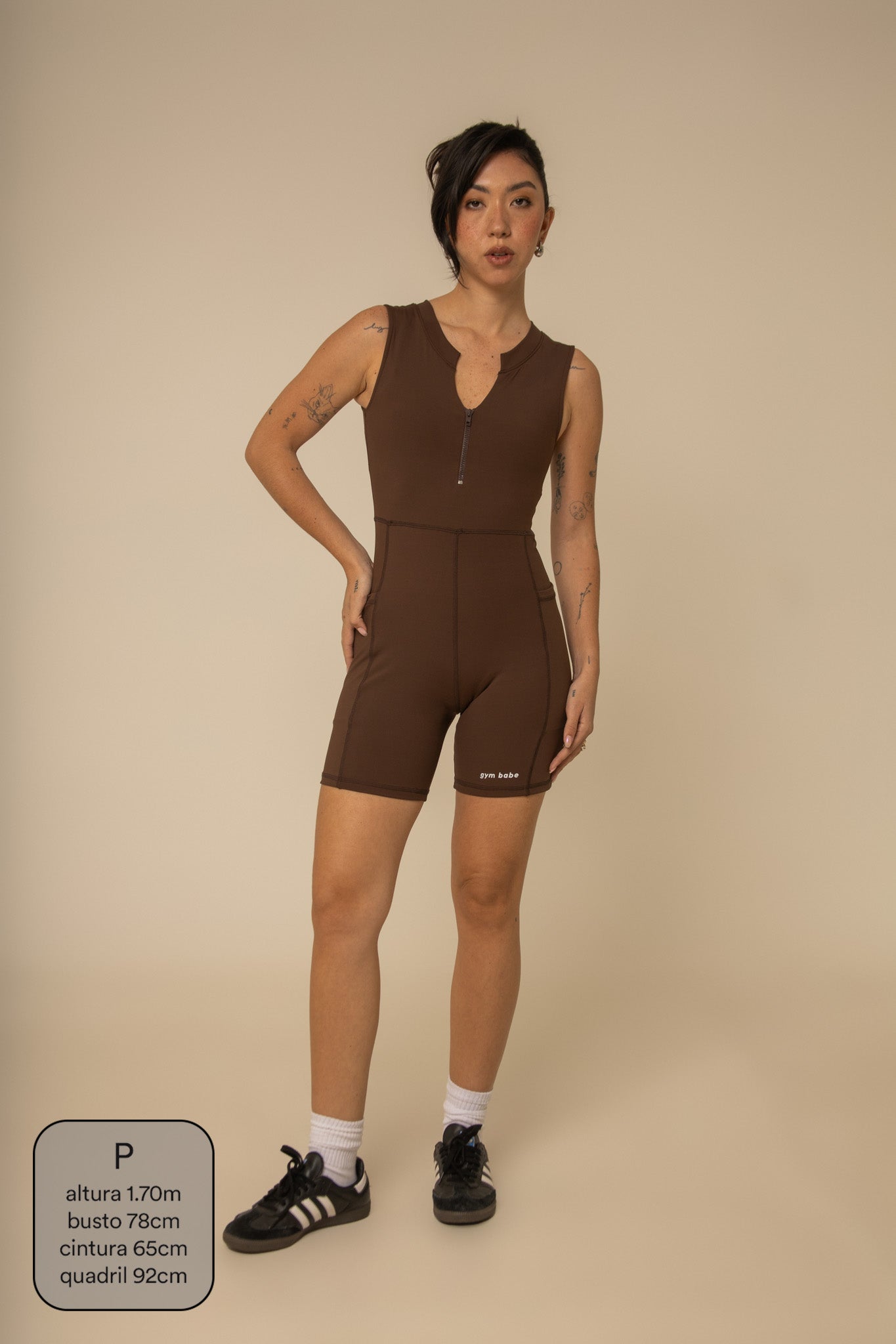 macaquinho zíper gym babe