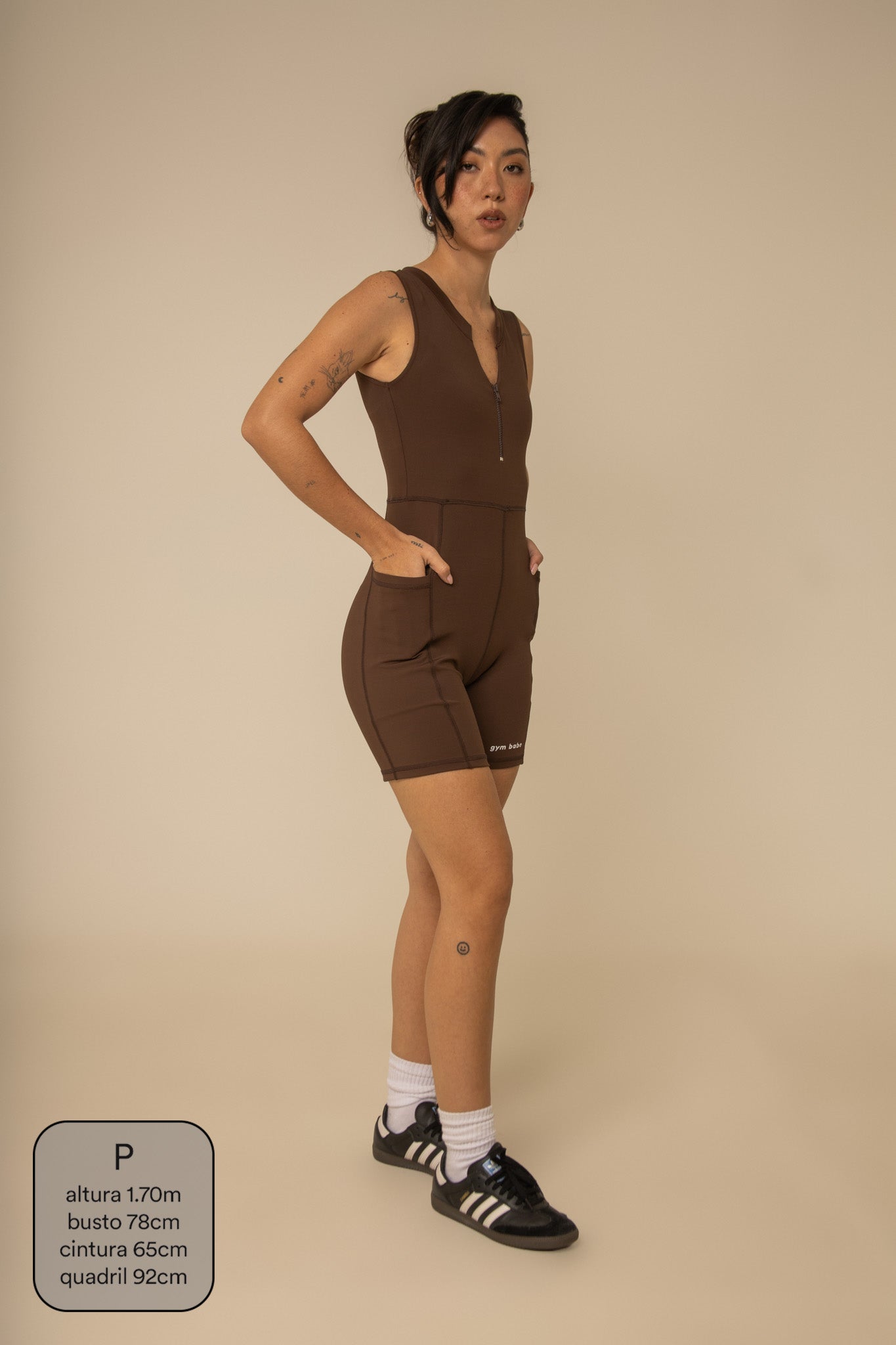 macaquinho zíper gym babe