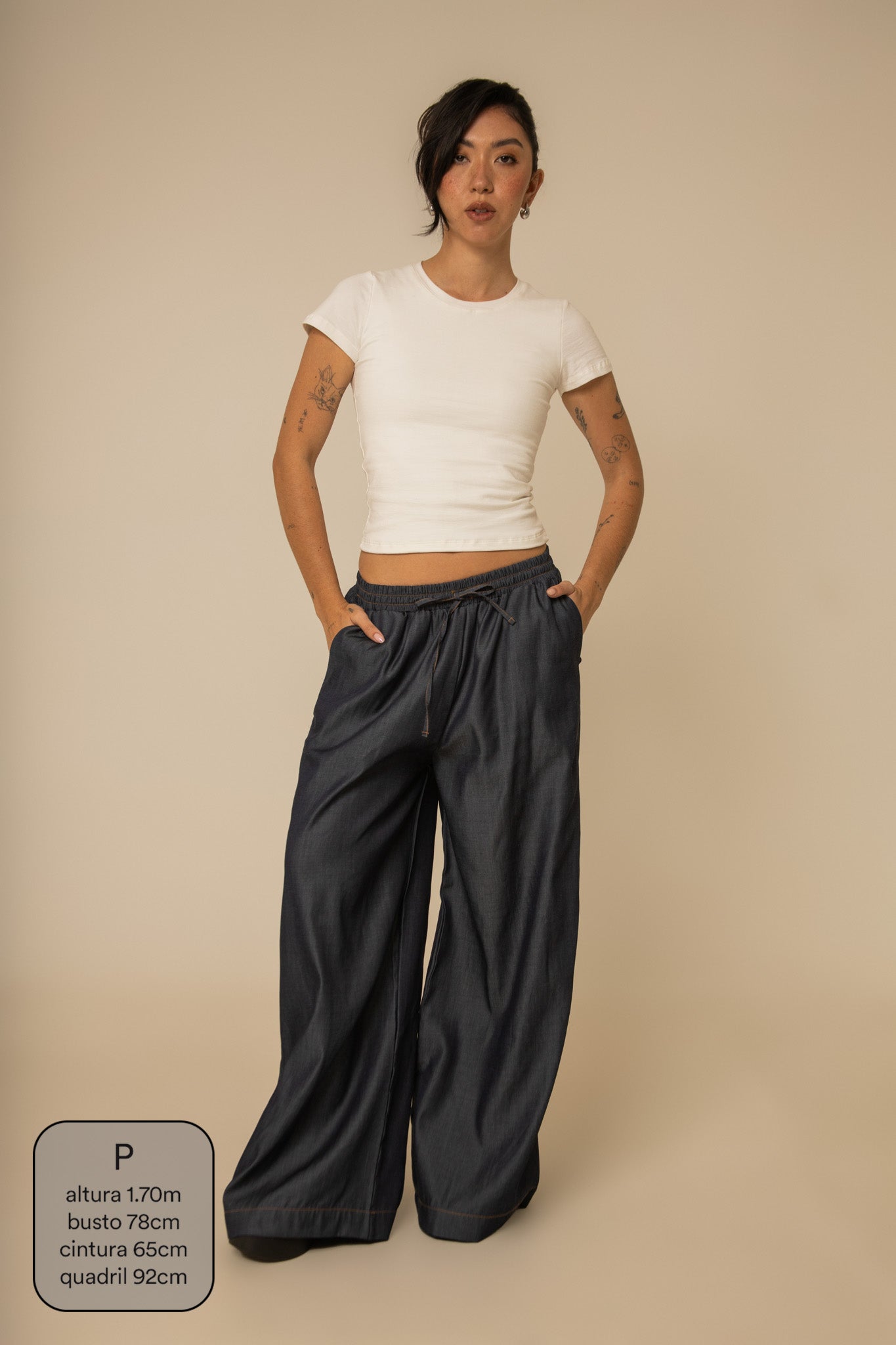 calça jeans levinha wide indigo blue