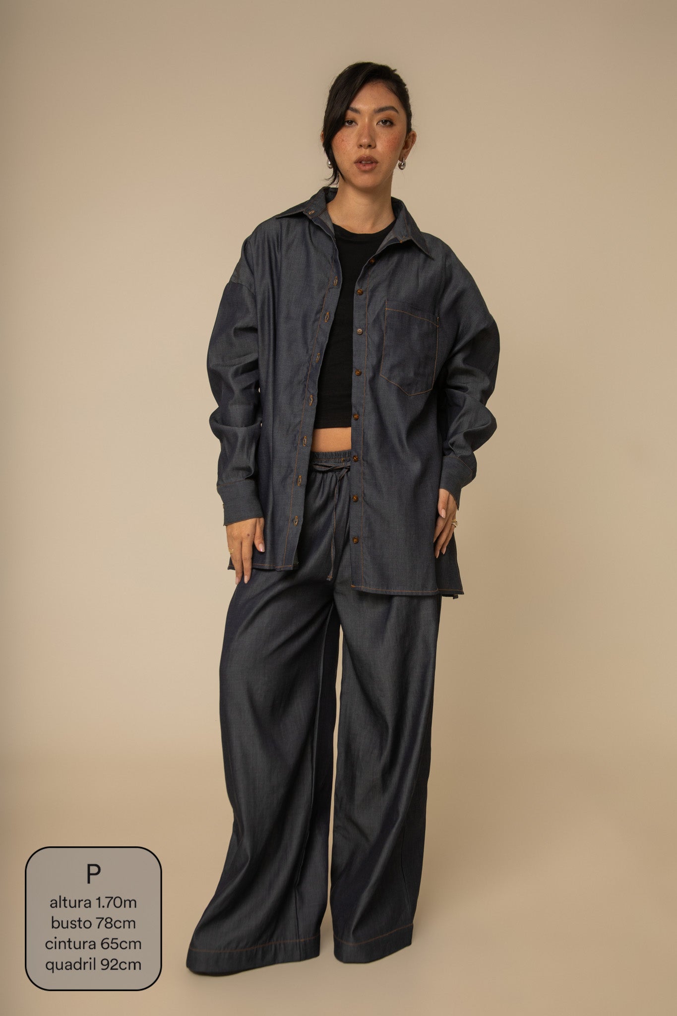 camisa jeans levinha oversized