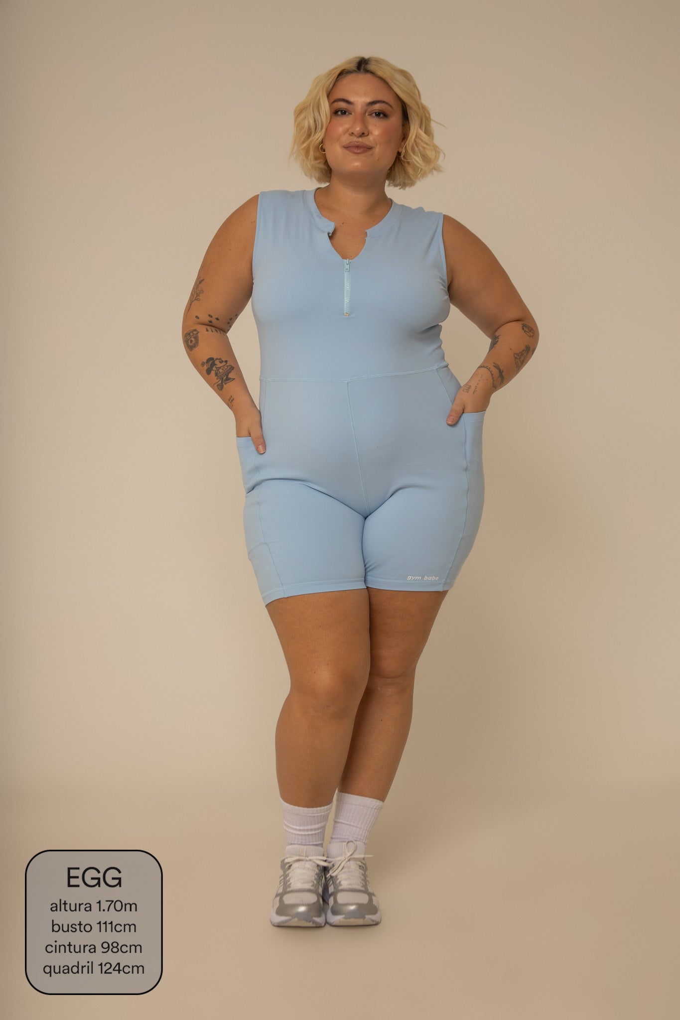 macaquinho zíper gym babe