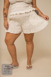 short rancho lastex com bolsos