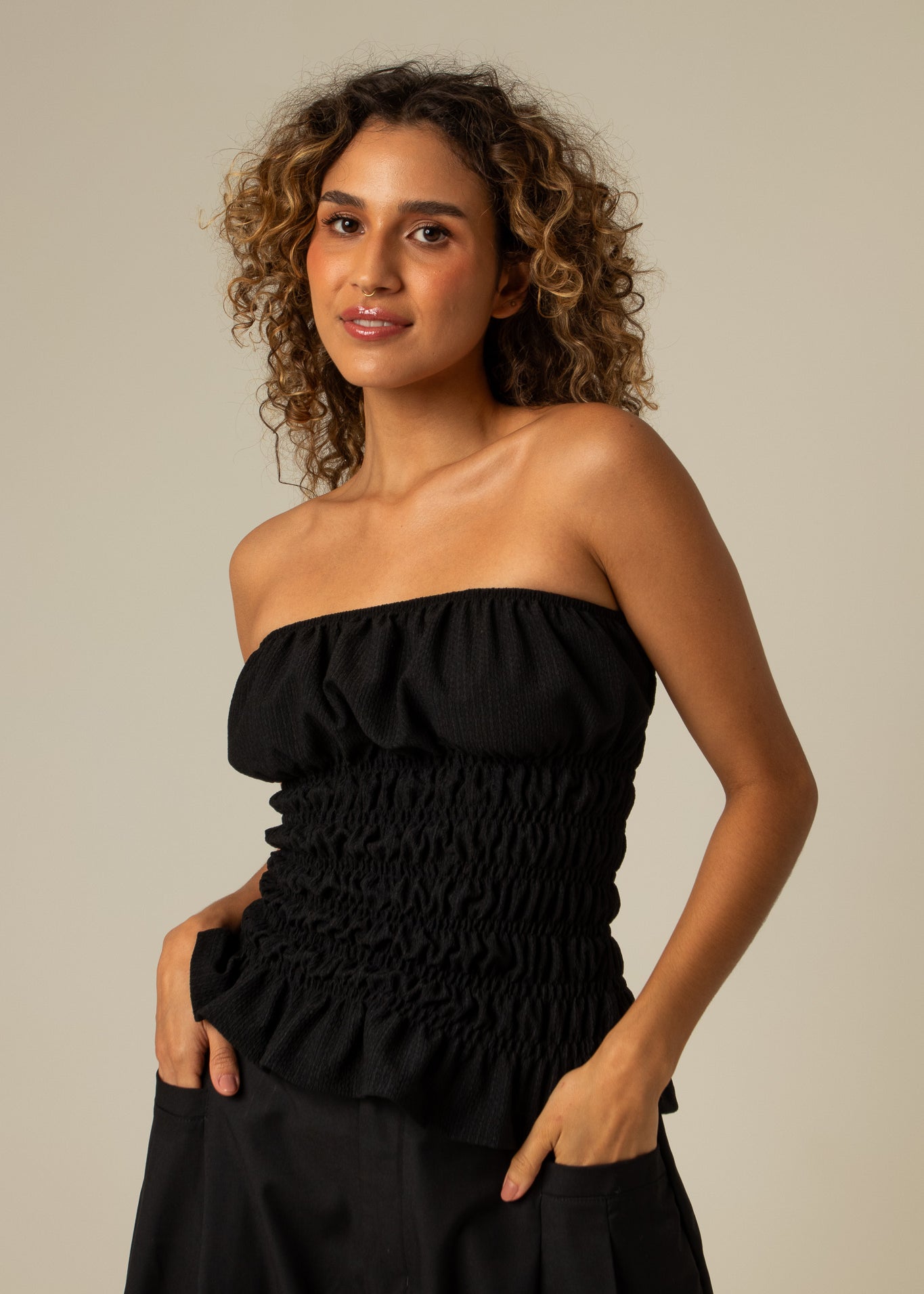 blusa rancho | blusa sem alças lastex