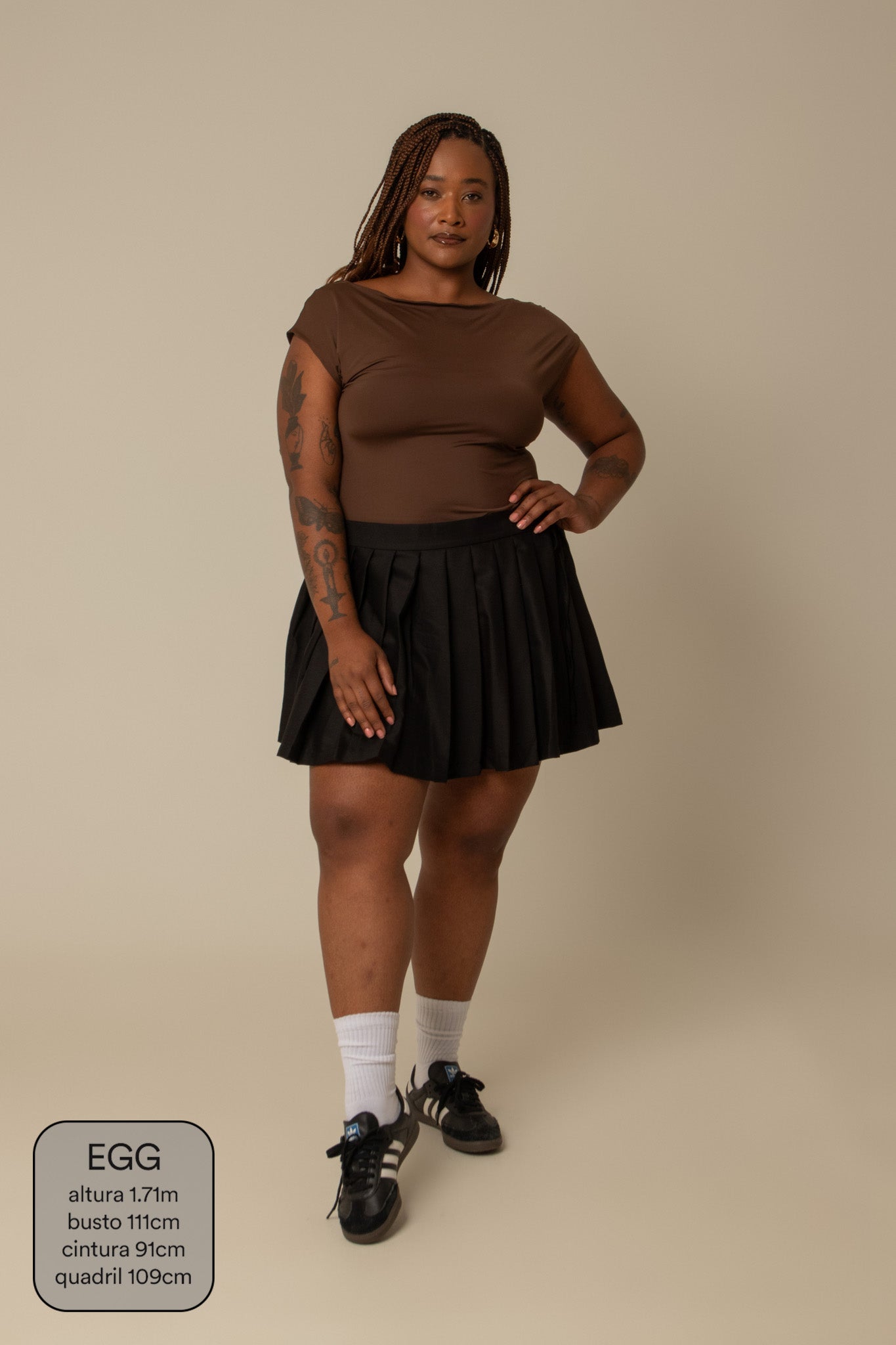 mini saia shorts plissada chefa