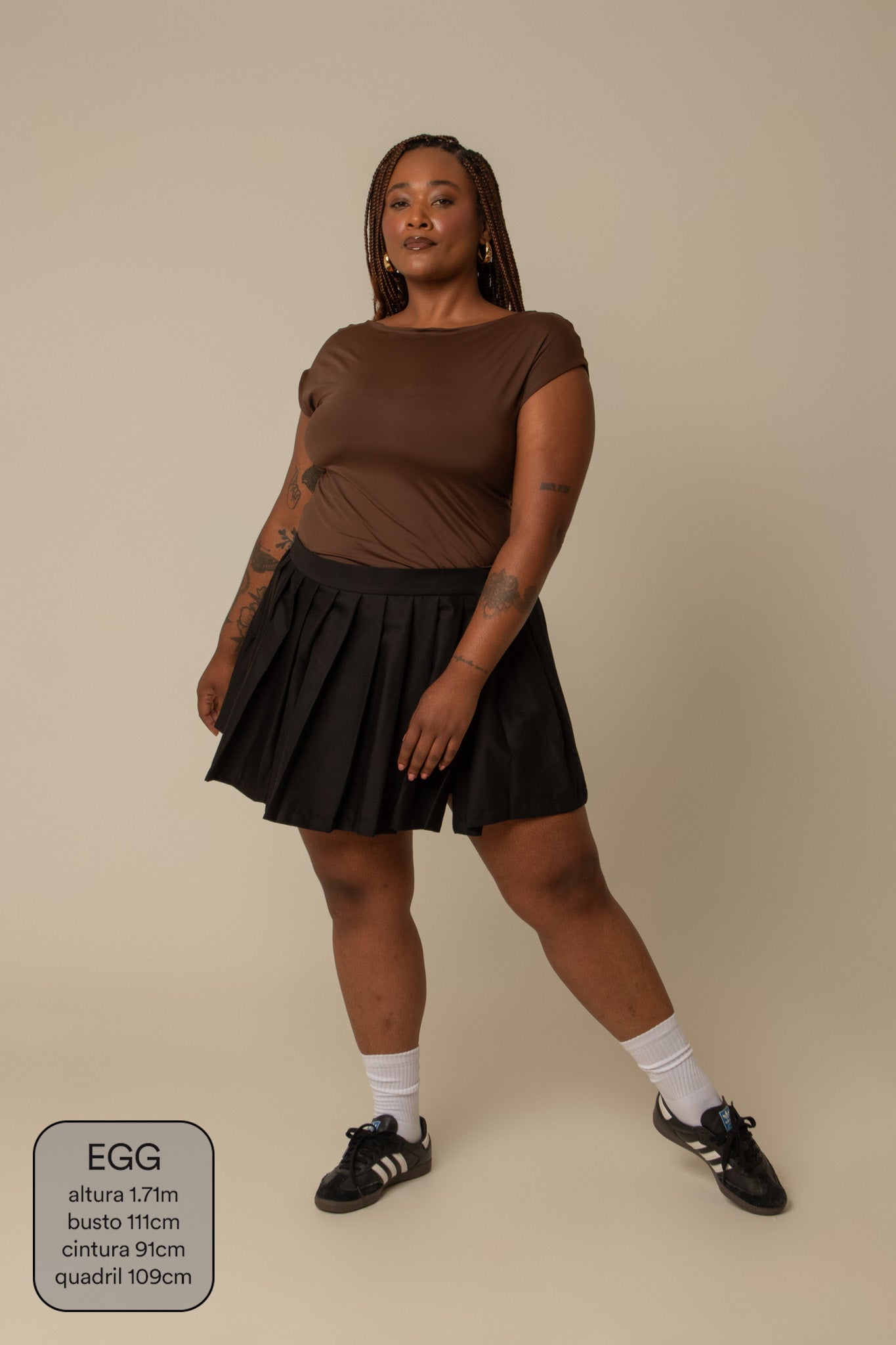 mini saia shorts plissada chefa
