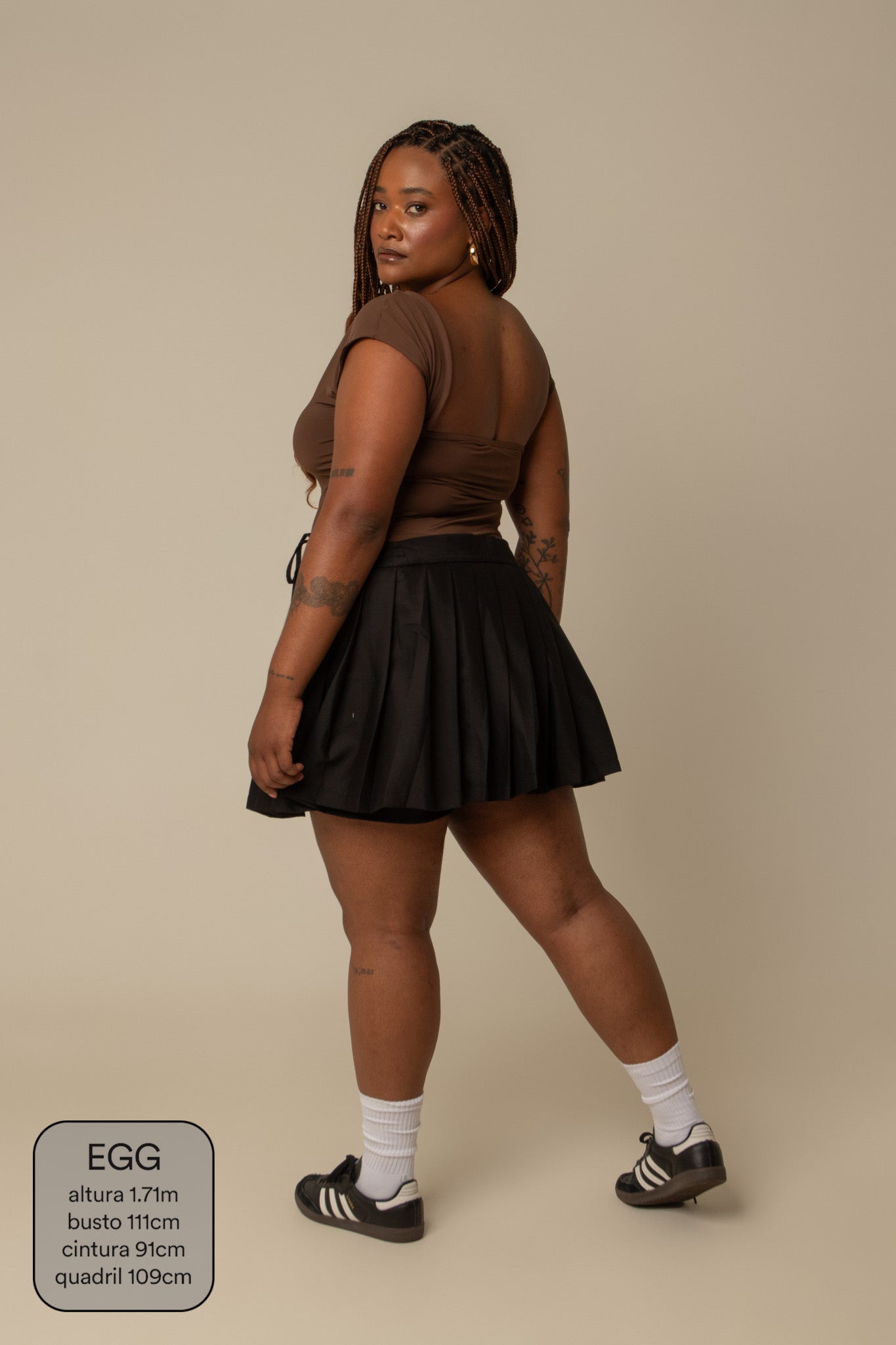 mini saia shorts plissada chefa