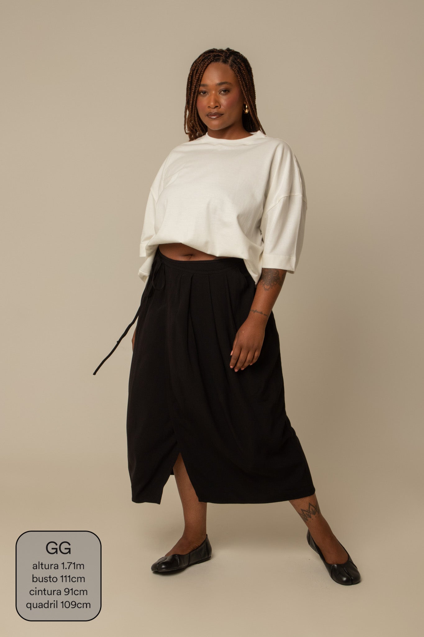 saia midi envelope com bolsos