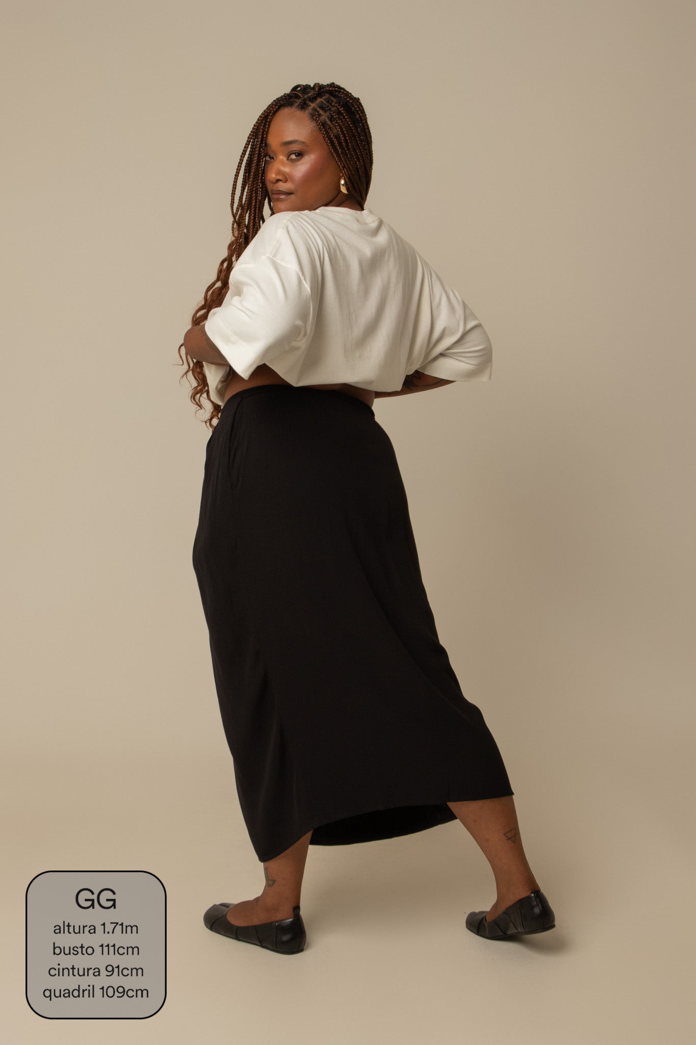 saia midi envelope com bolsos
