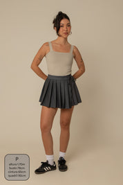 mini saia shorts plissada chefa